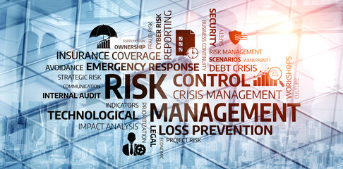 This image showcases essential concepts in risk management, emphasizing crisis control, prevention strategies, and organizational safety in modern business environments. Tessel