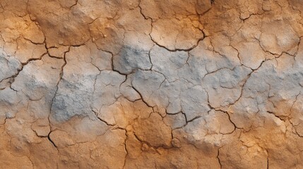 Fototapeta premium Dry cracked earth surface texture with rich brown and gray colors showing natural erosion and geological features in a close-up view of arid land