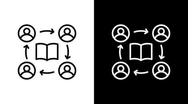 Knowledge Sharing White Icon Set Design