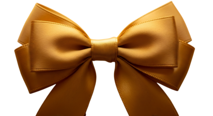 Elegant golden satin bow on black background for gift decoration