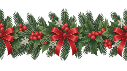 Festive Holiday Evergreen Border