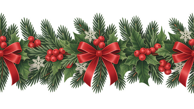 Festive Holiday Evergreen Border