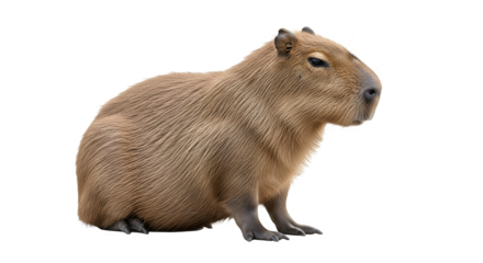 Capybara isolated on white background largest rodent in the world.