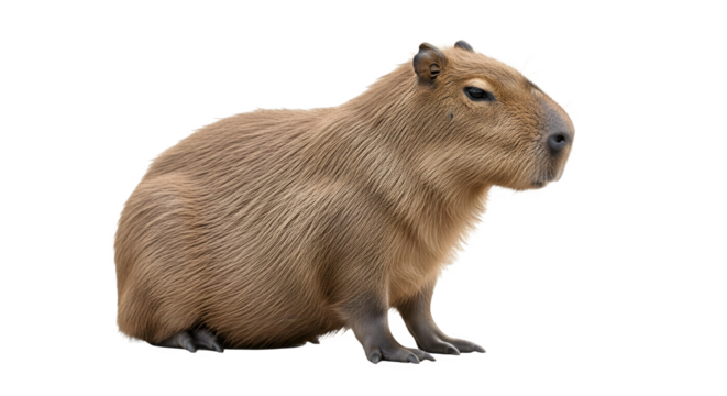 Capybara isolated on white background largest rodent in the world.