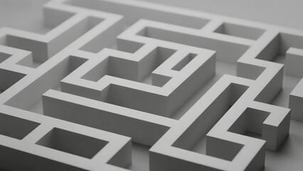 Three-dimensional white maze structure with intricate pathways and geometric design