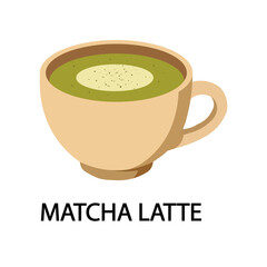 Delicious matcha latte in a beige mug, perfect for a cozy morning