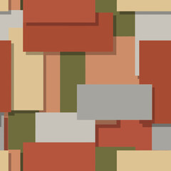 Geometric Abstract Pattern of Overlapping Rectangles in Earth Tones. Vector Illustrations. EPS Editable