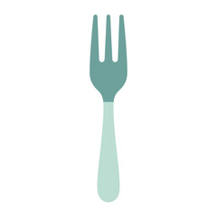 Stylized flat design illustration of a modern two-tone fork, an essential kitchen utensil for dining and serving food, perfect for culinary and restaurant concepts