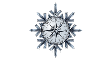 Winter Compass Snowflake Cold Season Arctic Navigation Adventure Exploration