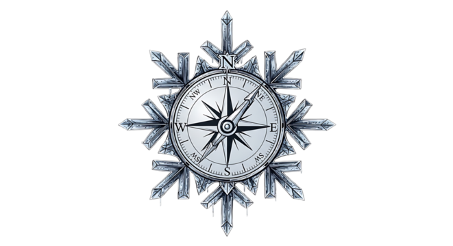Winter Compass Snowflake Cold Season Arctic Navigation Adventure Exploration