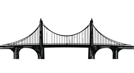 Fototapeta premium Iconic suspension bridge spanning across water, a symbol of connection and progress.