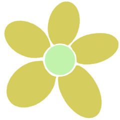 Flat yellow greenish petal flower illustration