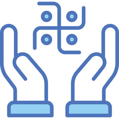 Open Blue Hands Gently Cupping A Swastika Symbol With Blue Dots On A Clean Transparent Background Religious Iconography Faith Spirituality And Good Fortune Concept
