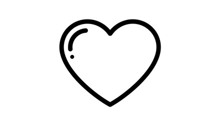 Black outline of a heart symbol on a white background, representing love and affection