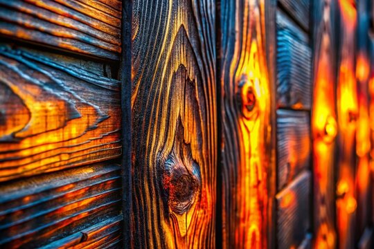 Extreme Close-up of Yakisugi Charred Wood Texture: Iridescent Macro Photography