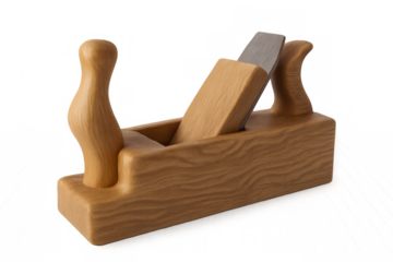 Wooden hand plane providing precision woodworking and carpentry using traditional craftsmanship on transparent background