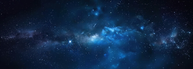 Naklejka premium Celestial Tapestry: A mesmerizing view of the cosmos, where stars and galaxies intertwine within a breathtaking expanse of interstellar space. 