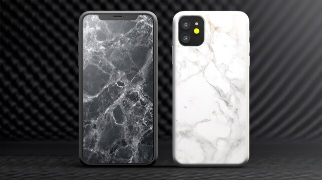 Premium marble phone case design in black and white color scheme - Powered by Adobe
