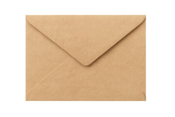 Brown kraft paper envelope with sealed flap on transparent background representing mail communication concept