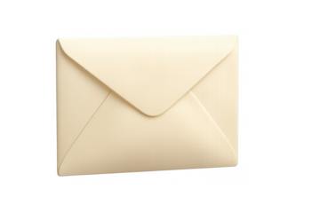Beige envelope flying through air, closed mail, important message, sending private post, receiving letter, isolated object