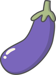 A doodle eggplant. A fun doodle vegetables clip art set perfect for small crafters. Great for stickers, packaging, planners, and creative DIY projects. High-quality PNG assets for easy use.