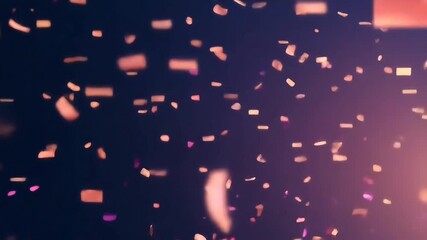 Dynamic Purple and Rose Gold Metallic Tinsel Streamers Falling on a Deep Gradient Background for Celebration, Party, and Event Design - Powered by Adobe