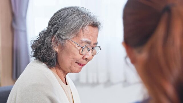 Asian elderly care caregiver companion home support compassion senior woman assistance elder doctor patient conversation comfort nurse consultation compassionate home support for senior woman