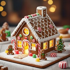 gingerbread house with christmas decoration