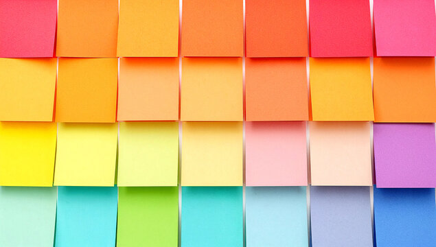 Colorful sticky notes grid showcasing a vibrant spectrum