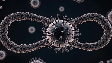 Microscopic Virus Infection Disease Pathogen Biology Science Health Medical Contagion Novel Crown like Spikes, Mutated Form, Spherical Shape, Threat, Unease, Invisible Danger, Uncertainty - Powered by Adobe