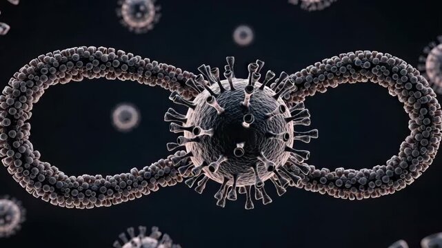 Microscopic Virus Infection Disease Pathogen Biology Science Health Medical Contagion Novel Crown like Spikes, Mutated Form, Spherical Shape, Threat, Unease, Invisible Danger, Uncertainty
