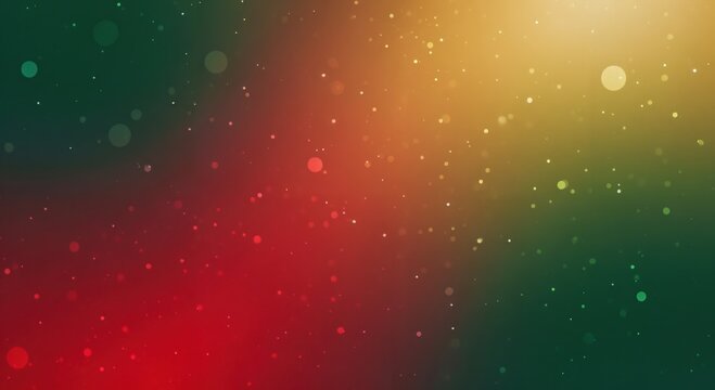 Abstract Gradient Background with Sparkling Bokeh Lights and Dust Particles in Vibrant Red Green and Golden Hues - Powered by Adobe