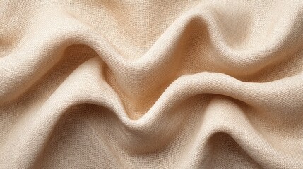 Obraz premium Soft Creamy Texture of Woven Fabric with Gentle Ripples and Creases Ideal for Backgrounds, Textiles, and Home Decor Projects in Natural Light