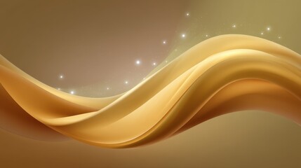Elegant golden wave background with soft gradients and subtle sparkles, perfect for classy themes and luxurious designs in visual presentations or advertising.