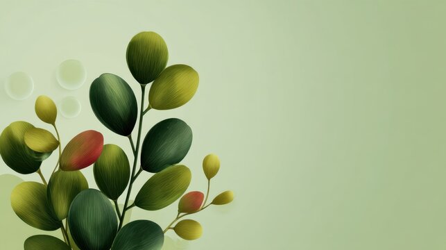 Elegant botanical design featuring lush leaves with varied textures and colors on a soft green background, ideal for nature-themed projects and presentations.