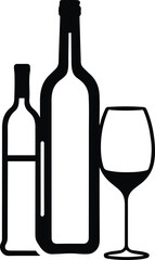 Minimal wine bottle and glass outline 3