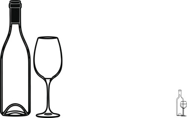 Minimal wine bottle and glass outline 6.