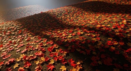 Autumn's Warm Embrace: Carpet of Maple Leaves under the Shifting Sunlight