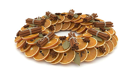 Festive dried orange and cinnamon stick wreath, a beautiful holiday decoration and craft