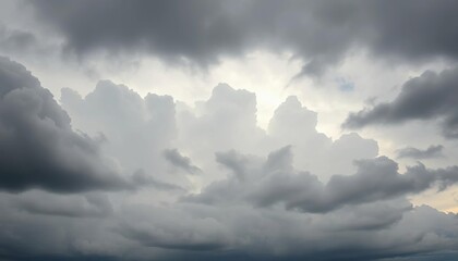 Fototapeta premium Dense cumulus cloudscape, heavy, brooding, gray, blue, image