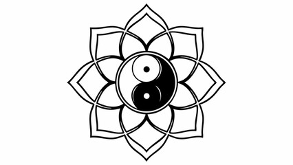 Vector Yin yang symbol surrounded by floral design, representing balance and harmony