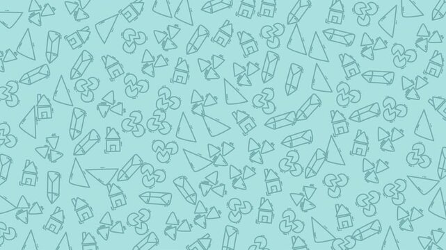 A vibrant animated pattern featuring assorted stationery items such as pencils, erasers, and notebooks designed to inspire creativity and artistic expression.