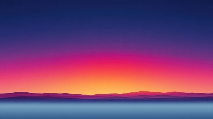 Breathtaking Sunset Horizon with Vibrant Colors Over Mountains and Tranquil Waters Instilling Peace and Serenity in Nature's Beauty