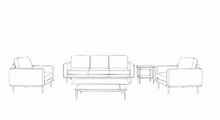 Hand drawn sketch of a living room furniture arrangement.