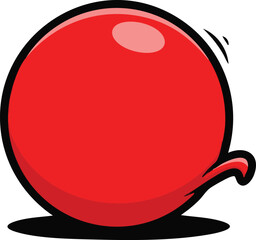 Bright Red Balloon With Black Outline and Tail Floating On White Background