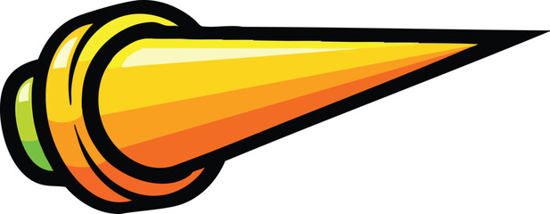 Abstract Stylized Orange Yellow Cone Shape with Black Outline and White Background