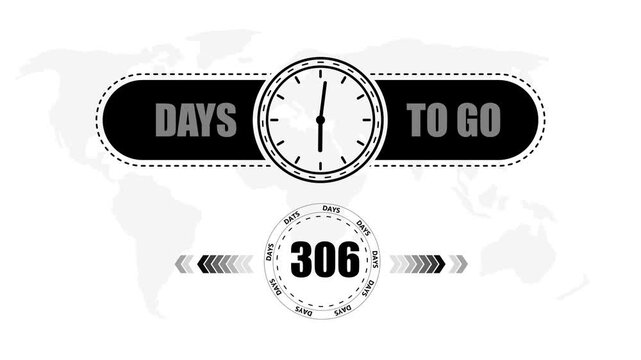 306 Days to go countdown timer icon.Minimal countdown timer animation days to go.Count time display with numbers sale, label button ,promotion clock sign business concept.
