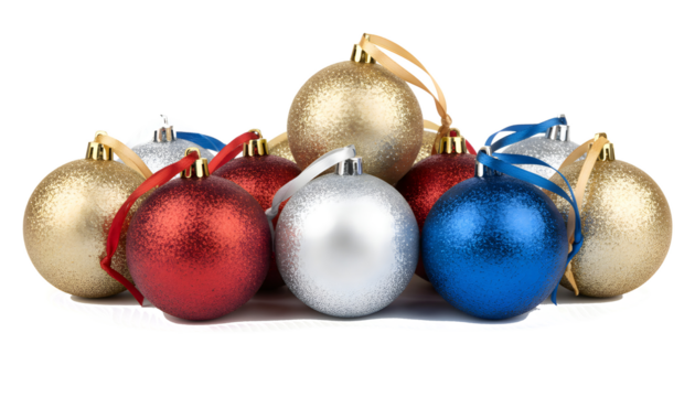 Christmas Glitter Baubles Decoration Isolated on transparent Background
