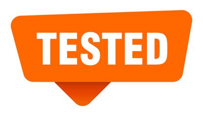 tested sticker. tested orange sign isolated on transpatent background