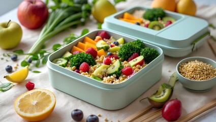Healthy seasonal-themed lunch box design - Healthy Lifestyle highlighting colorful nutritious components styled beautifully to motivate balanced choices and support long-term well-being